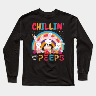 Chillin With My Peeps, Funny Easter Bunny Long Sleeve T-Shirt